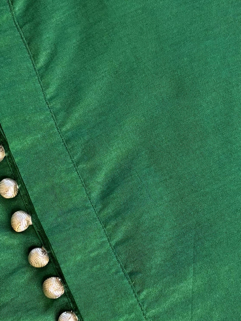 Rubab - Green Silk potli Button Kurta Set with Mandarin Collar