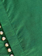 Rubab - Green Silk potli Button Kurta Set with Mandarin Collar