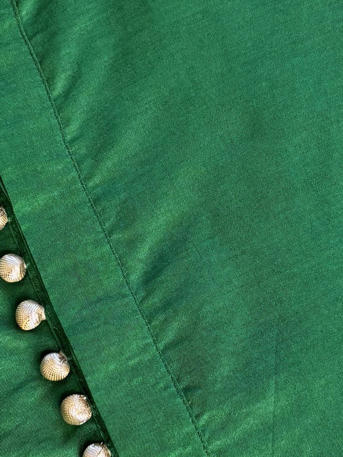 Rubab - Green Silk potli Button Kurta Set with Mandarin Collar