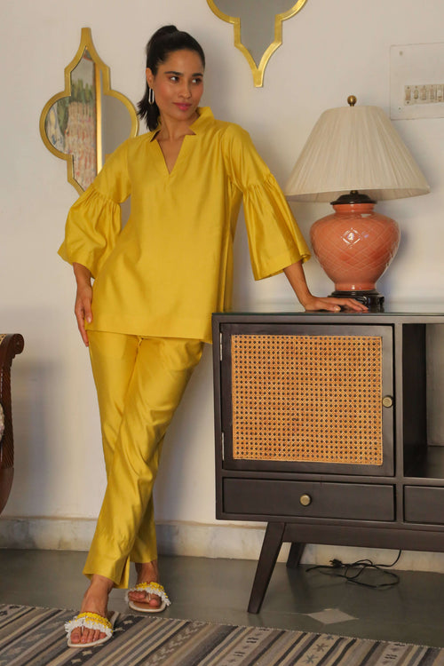 Women’s Lime Yellow Co-Ord Set Co-Ord Set Short Co-Ord Set