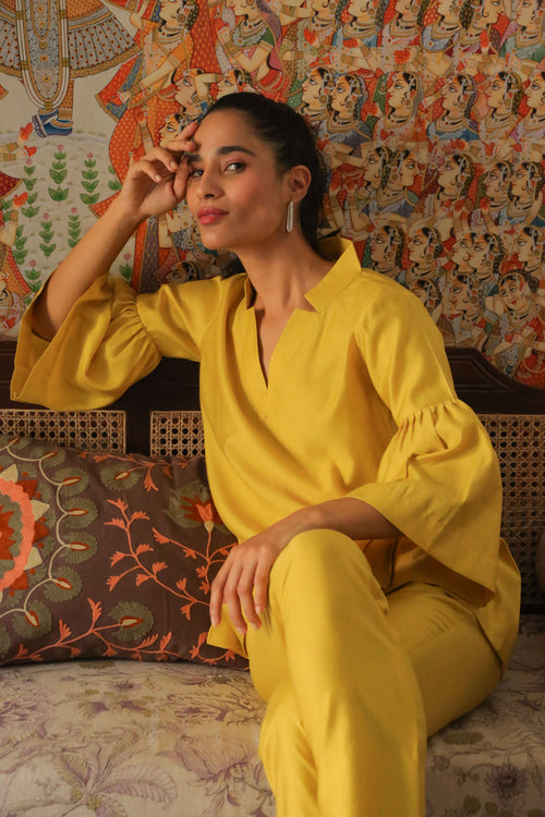 Women’s Lime Yellow Co-Ord Set Co-Ord Set Short Co-Ord Set