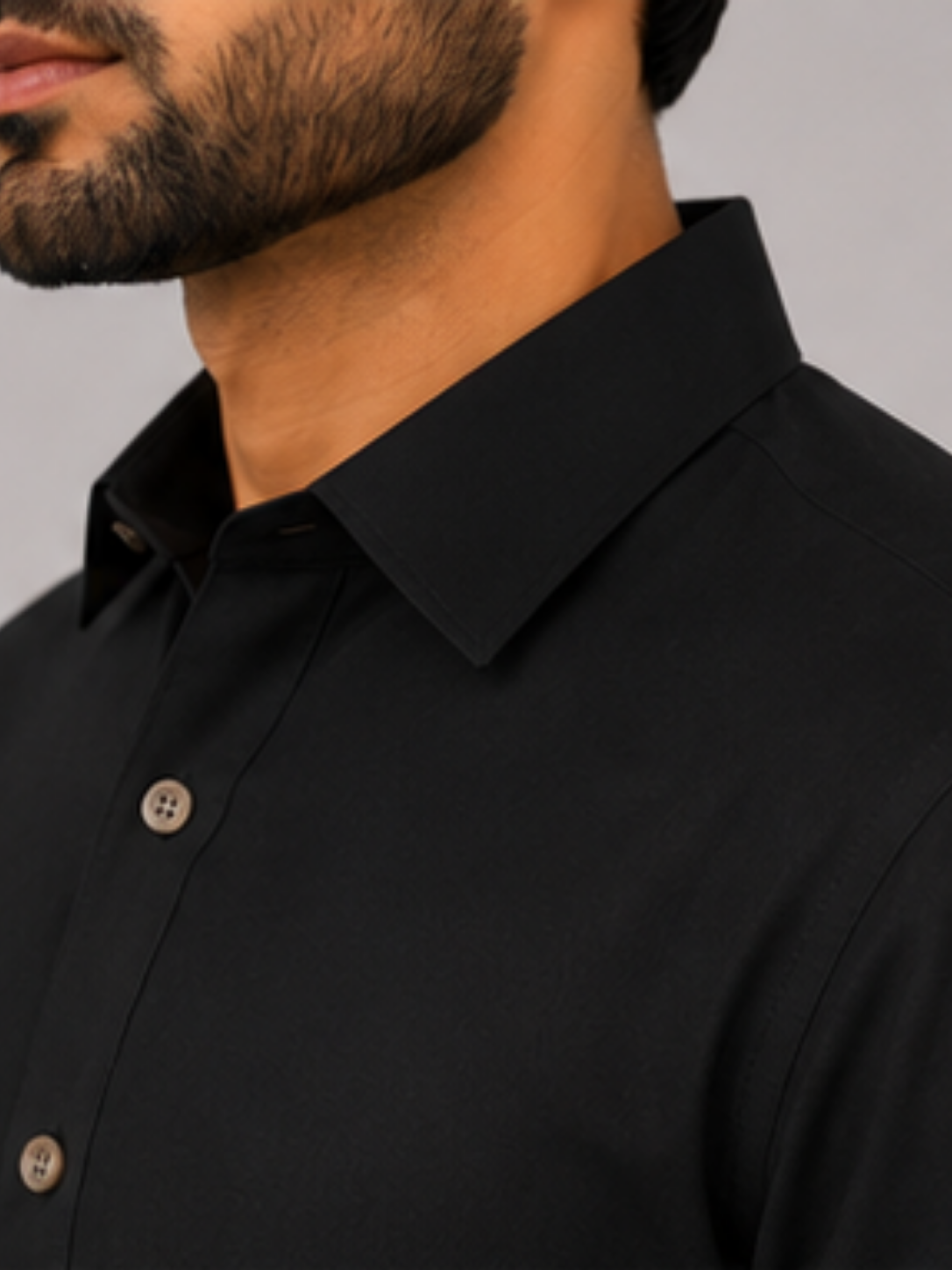 Shirt Collar Black Pathani Set