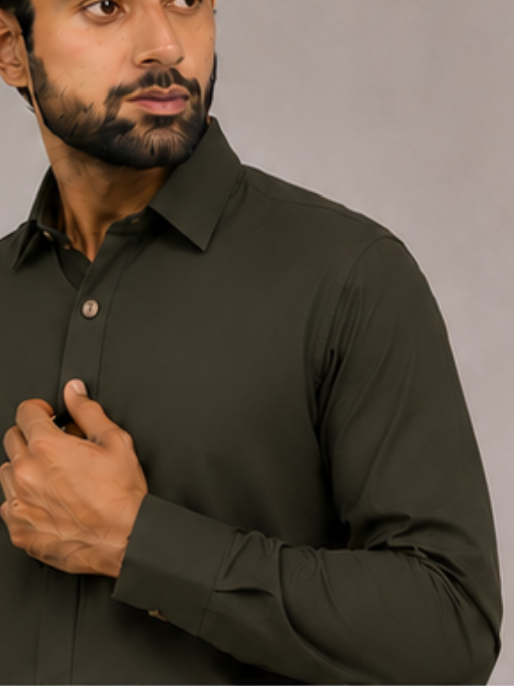 Shirt Collar Green Mens Pathani Kurta Set
