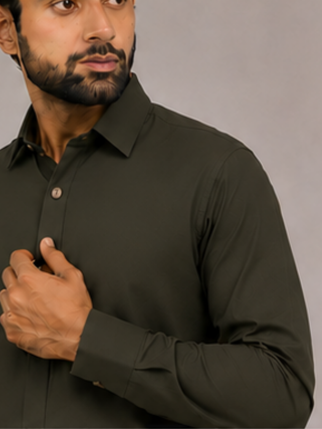Shirt Collar Green Mens Pathani Kurta Set
