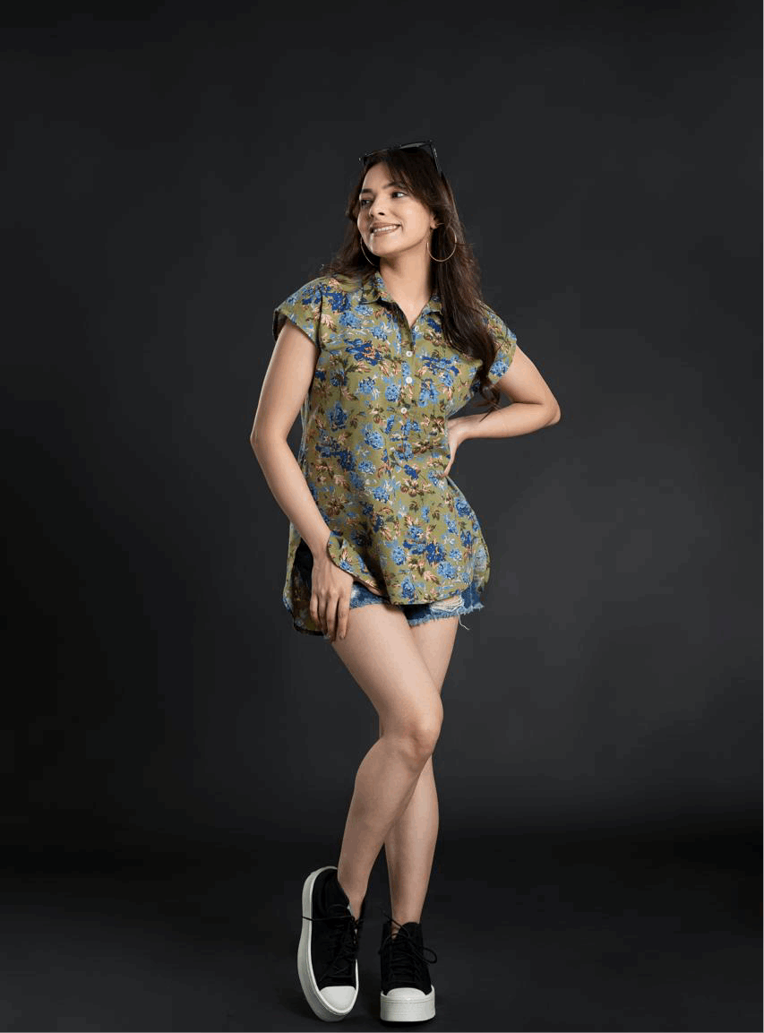 Women's Floral Cap Sleeve Top Casual Top