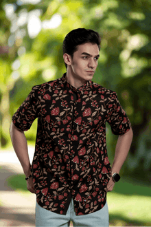 Floral Short Sleeve Linen Shirt
