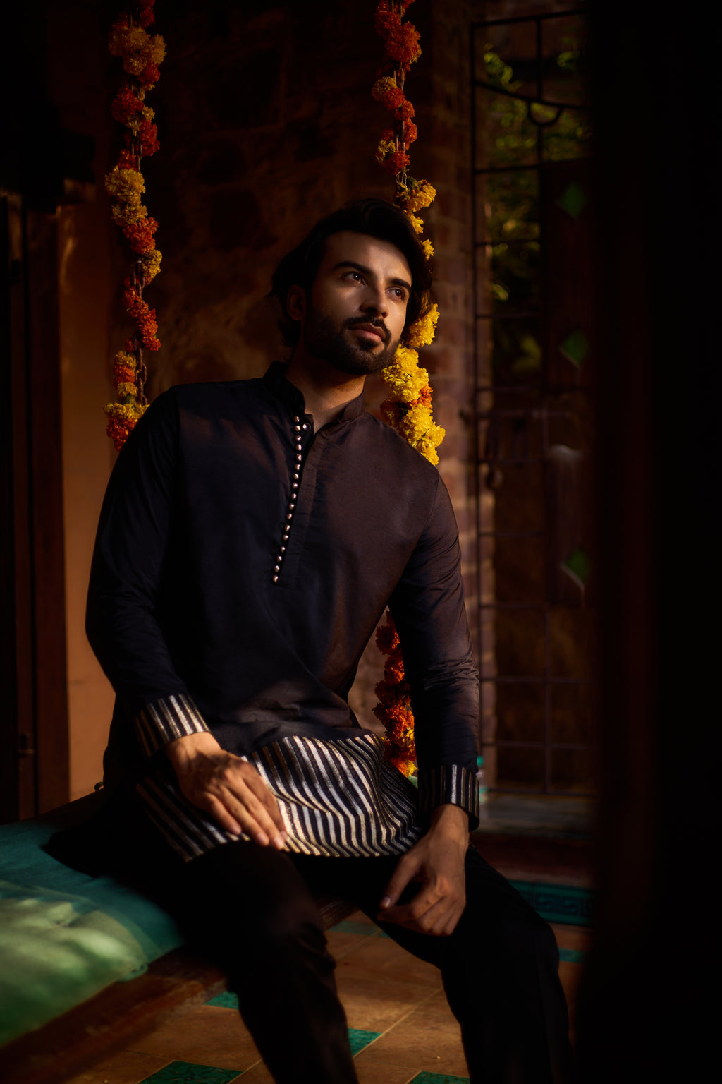Silver strips men co-ord set