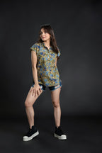 Women's Floral Cap Sleeve Top Casual Top