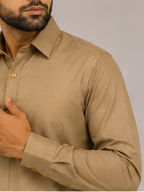 Solid Beige Color Pathani Set