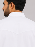 Solid White Cotton Pathani Set for Men