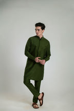 Men's Temple Pleated Mid-Length Kurta Pant Set Kurta Pant Set