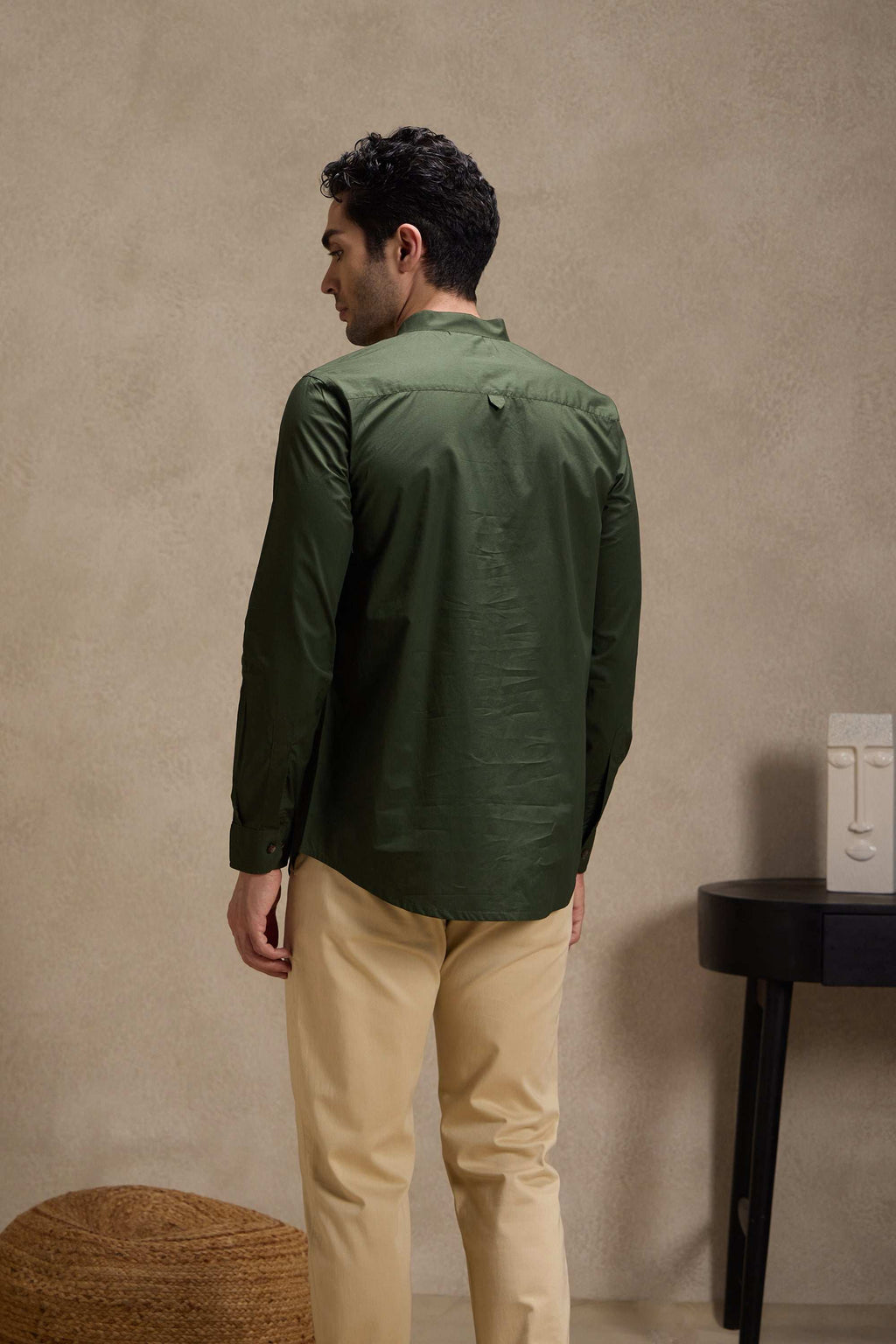 Army Green Mandarin Collar Short Kurta Short Kurta Short Kurta