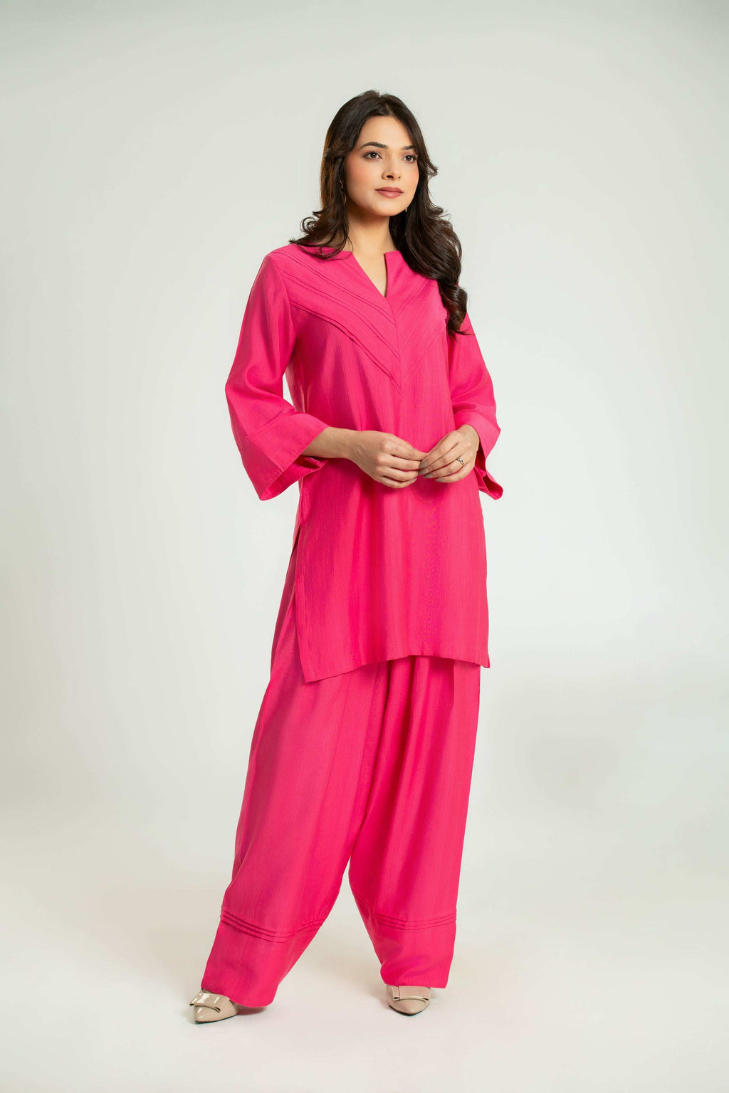 Women's Temple Pleated Farshi Salwar Coord Set Co-Ord Set