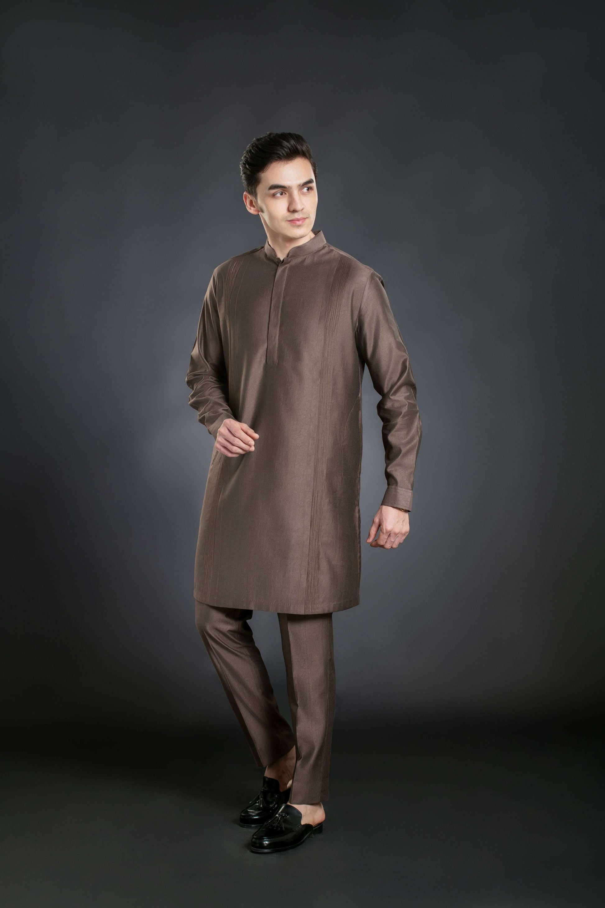 Men's Pin tucks Mid-length Kurta Pant set Kurta Pant Set