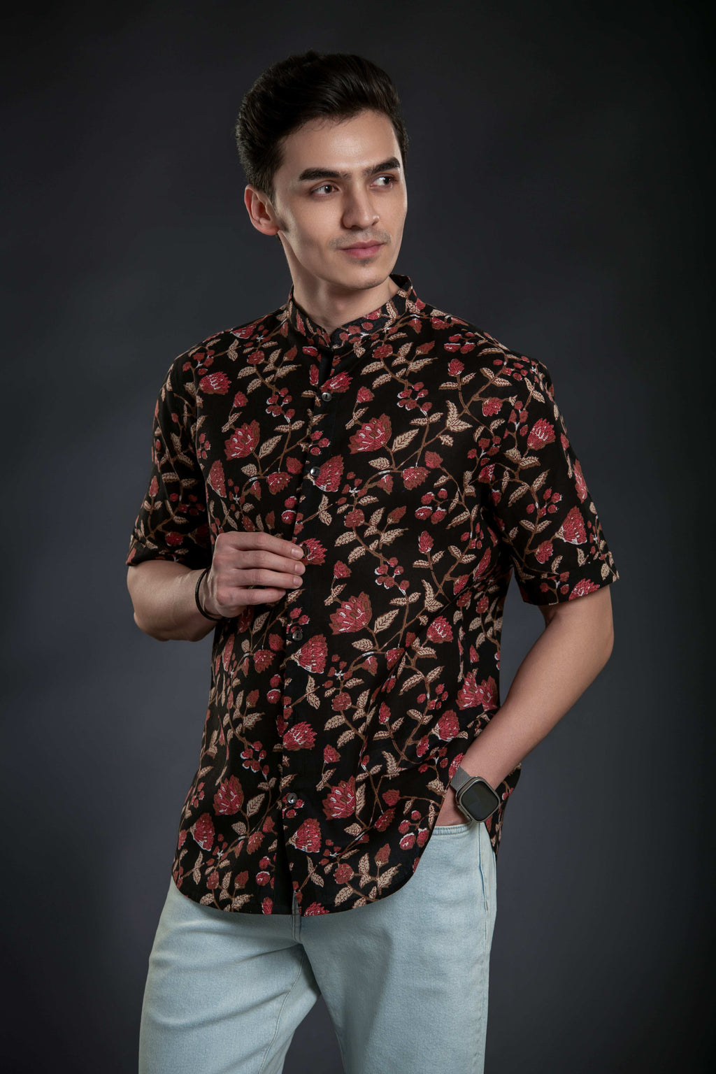 Floral Short Sleeve Linen Shirt Casual Shirt
