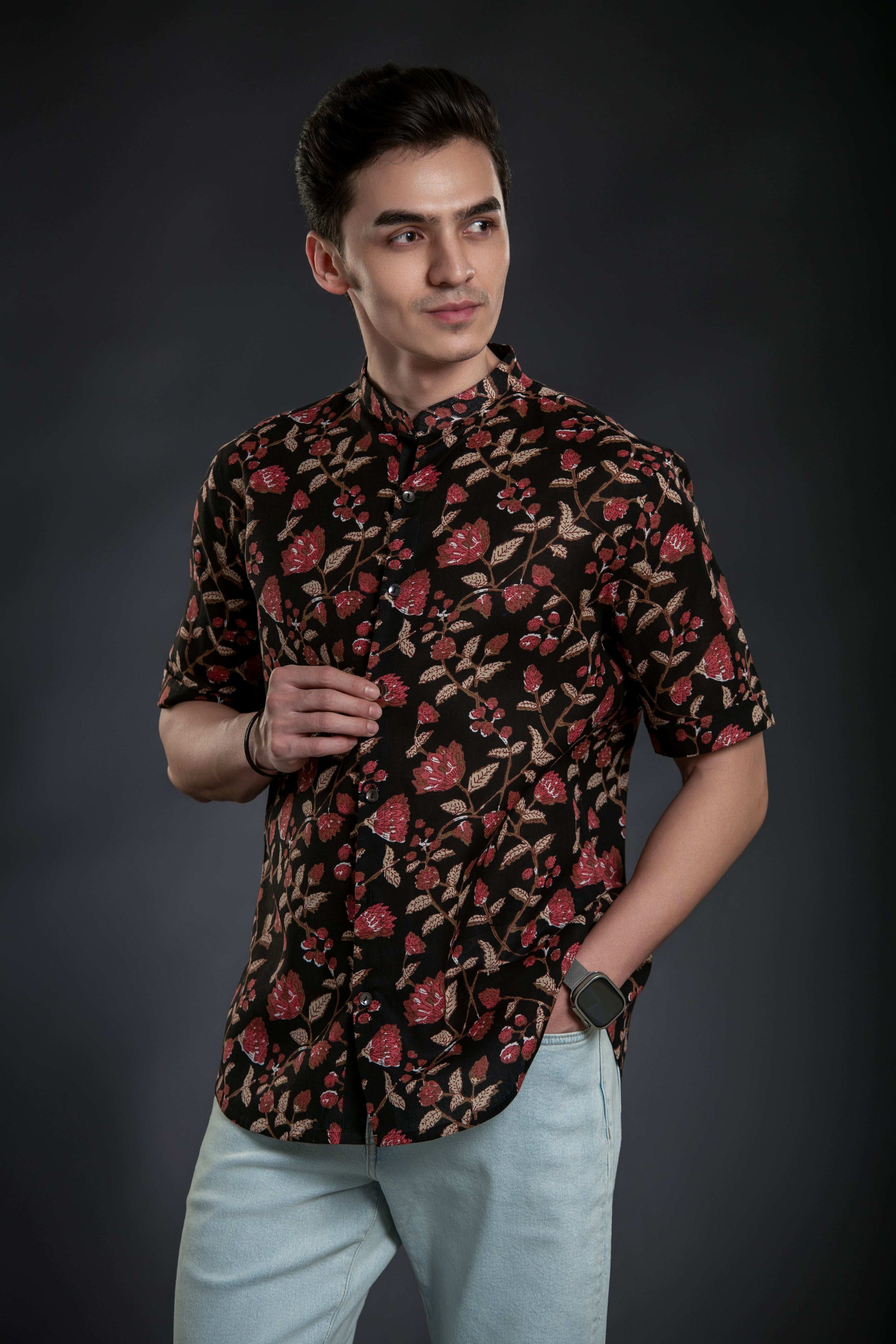 Floral Short Sleeve Linen Shirt Casual Shirt