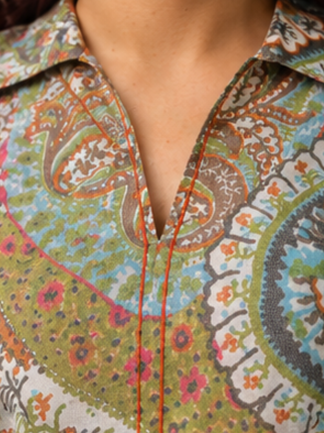 V Neck Paisley Women Dress