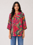 V Neck Tropica Top for Women