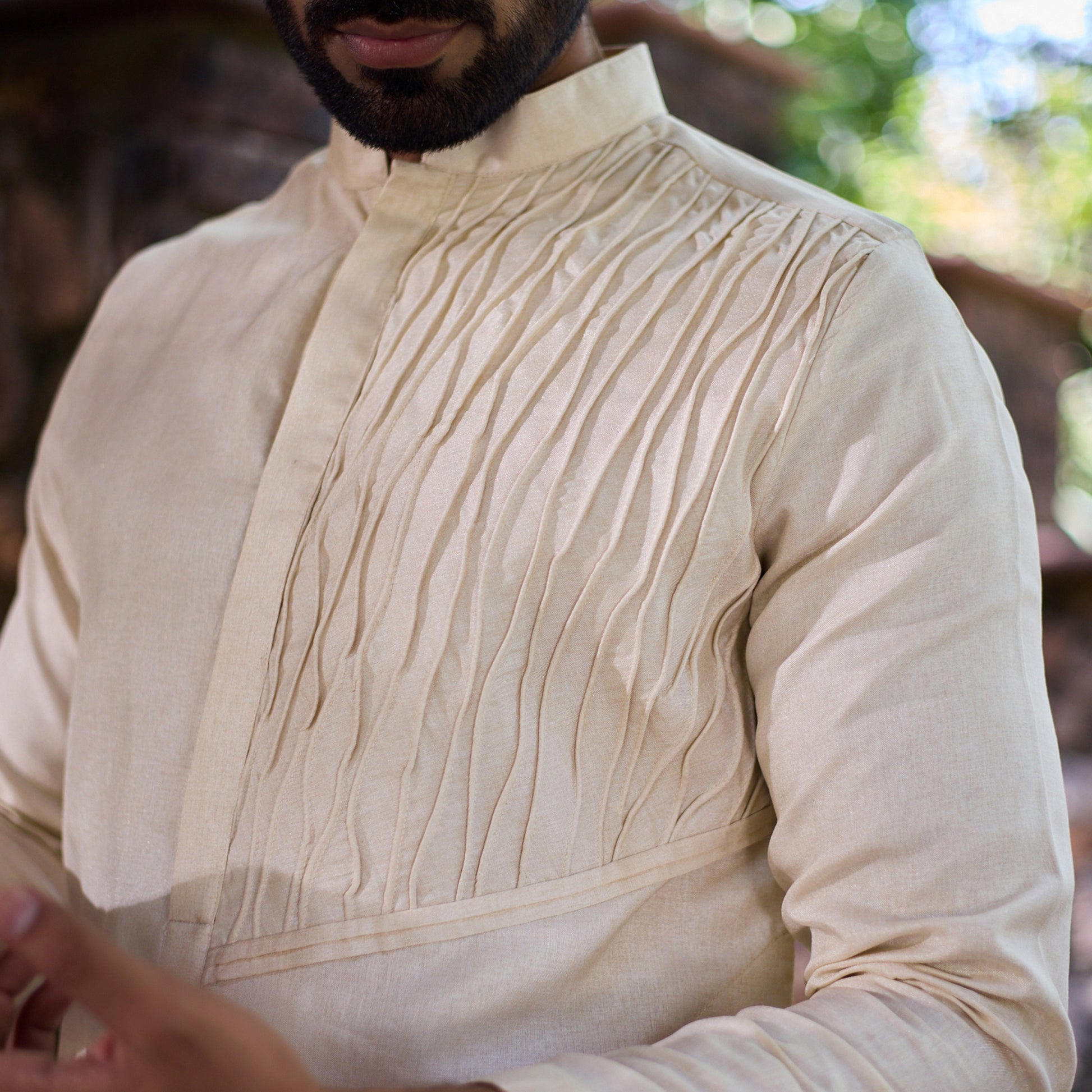 Wave Pleats Mens Kurta set