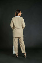 Women's Crochet Collar Short Coord with Bottom Crochet Detailing Short Co-Ord Set