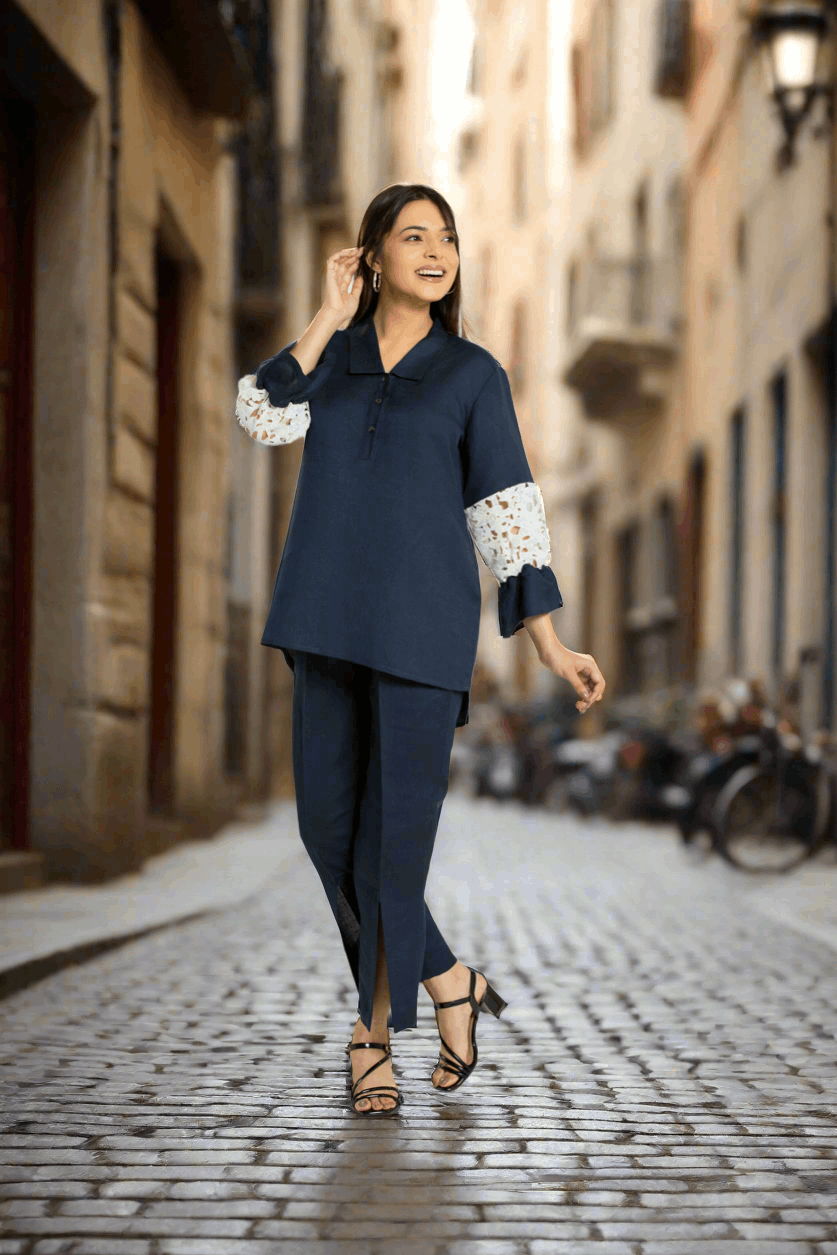 Women's Crochet Sleeve Short coord set Short Co-Ord Set