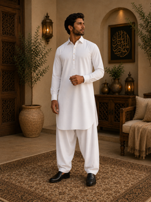 Pathani Kurta Set - Morning White