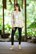 Women's Floral Printed Oversize Fit Shirt Casual Shirt