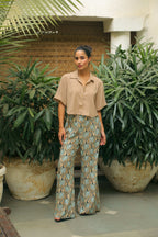 Women's Beige Crop Shirt Solid Crop Shirt