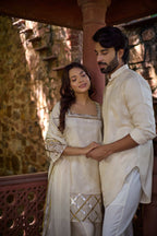 Arham & Ruhani - Mandarin Collar & Square Neckline Twin Set Twinning Statement