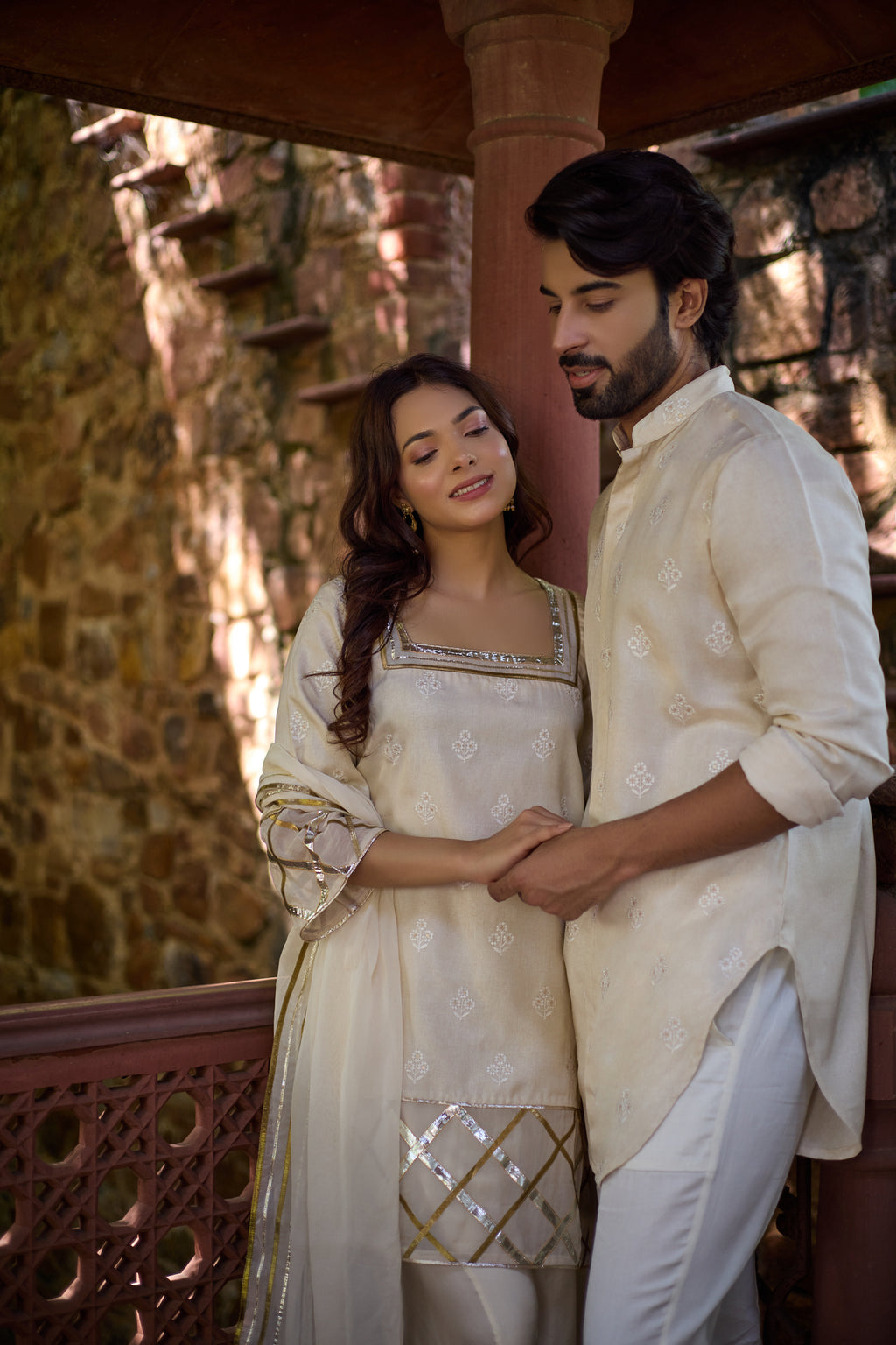 Arham & Ruhani - Mandarin Collar & Square Neckline Twin Set