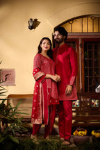 Kaynaat & Qurat - Temple with Tulip Salwar Man Women Set Twinning Statement