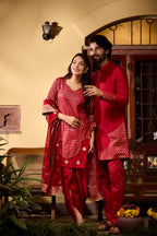 Kaynaat & Qurat - Temple with Tulip Salwar Man Women Set Twinning Statement
