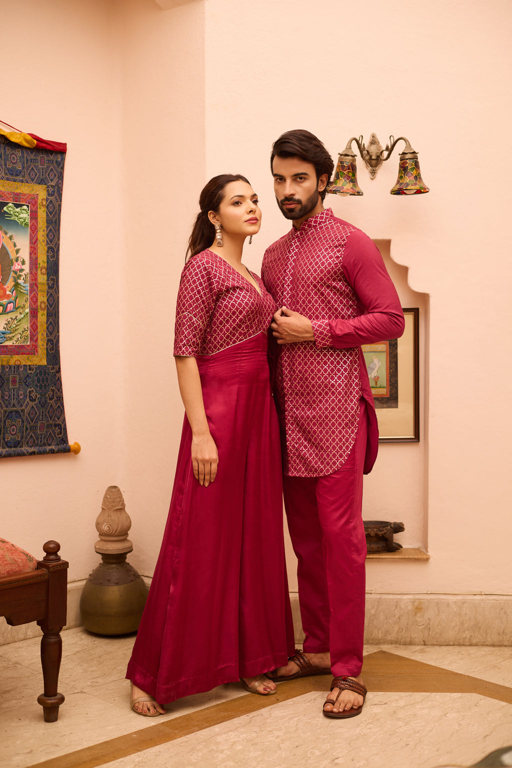 Nuraz & Nura - Festive Occasions Silk Men Women Twin Set