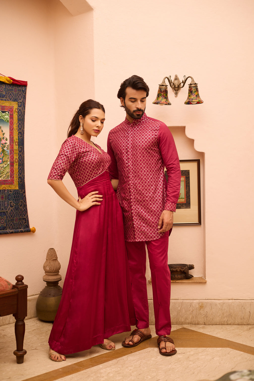 Nuraz & Nura - Festive Occasions Silk Men Women Twin Set