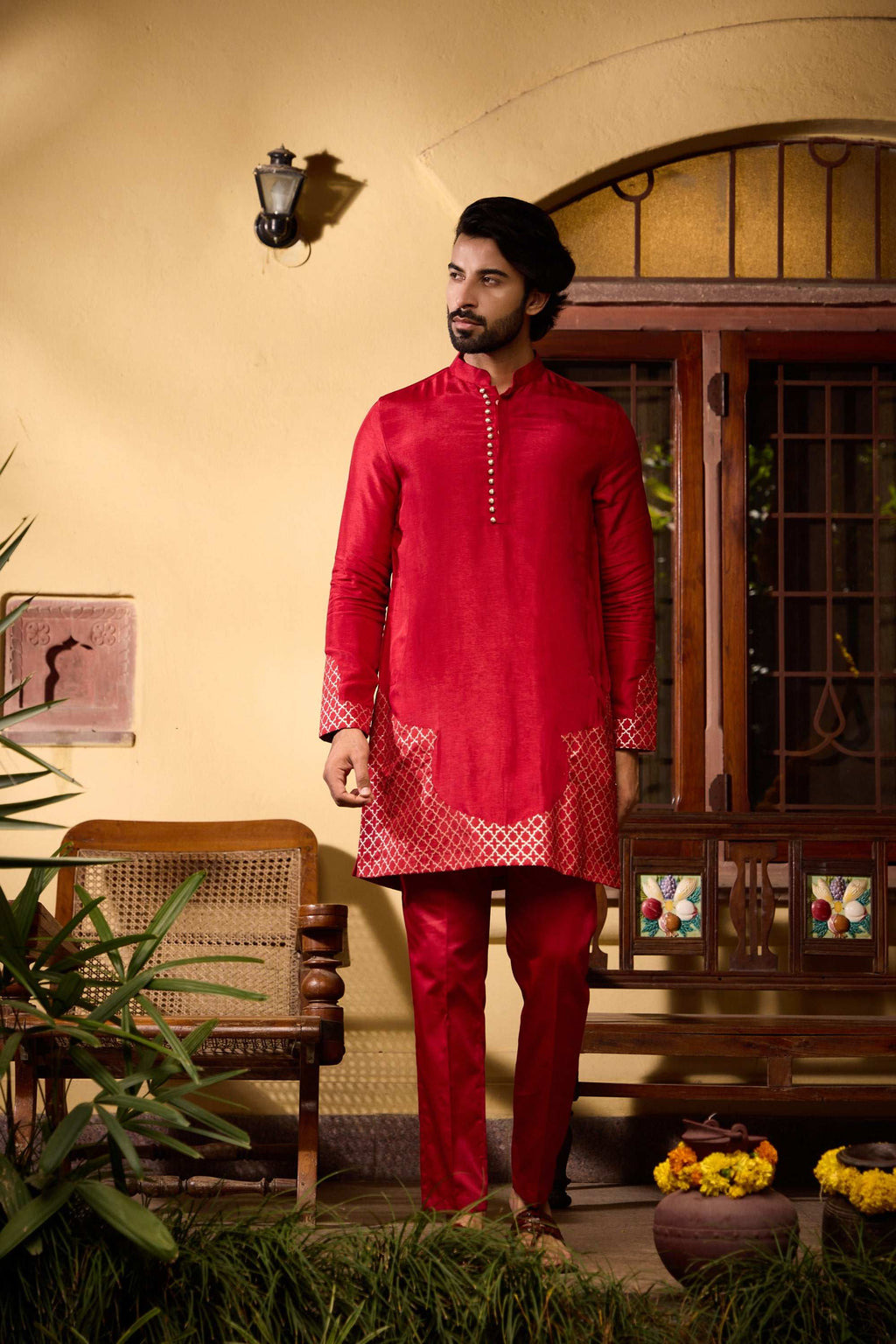 Kaynaat & Qurat - Temple with Tulip Salwar Man Women Set Twinning Statement