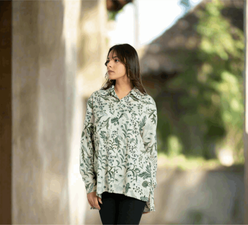 Women's Floral Oversize Fit Shirt Casual Shirt
