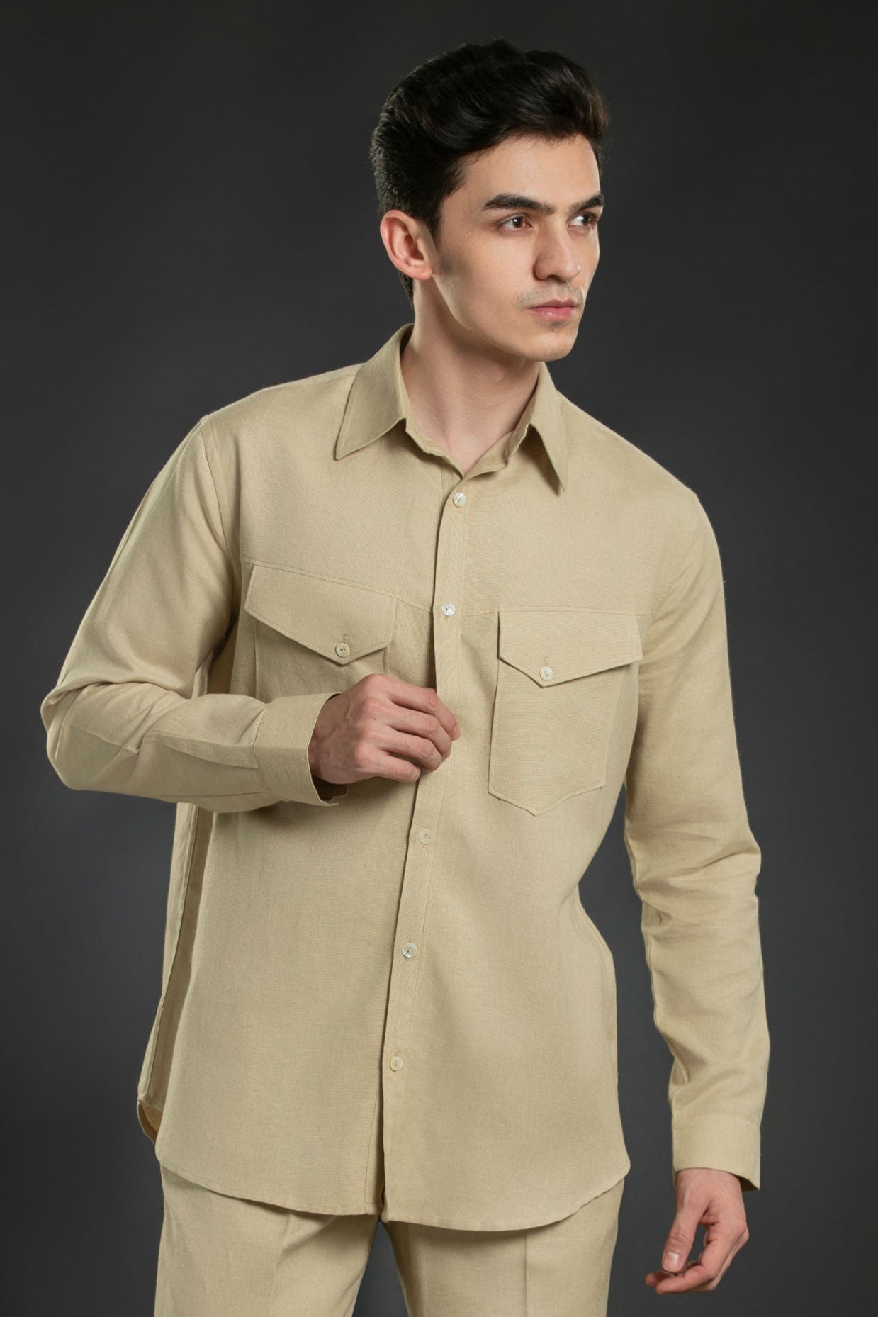 linen cotton beige shirt