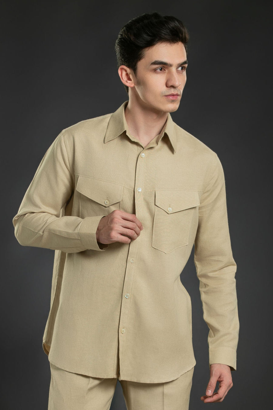 Twin Flap Pocket Linen Shirt Casual Shirt