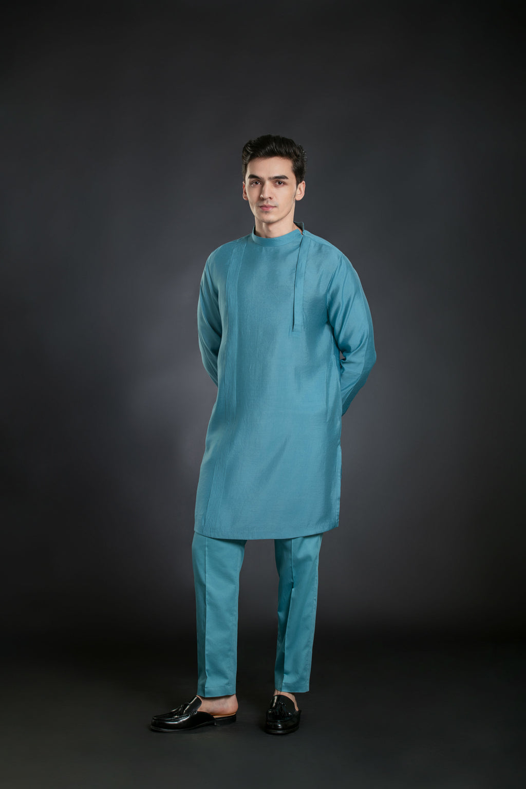 mid length light blue kurta set