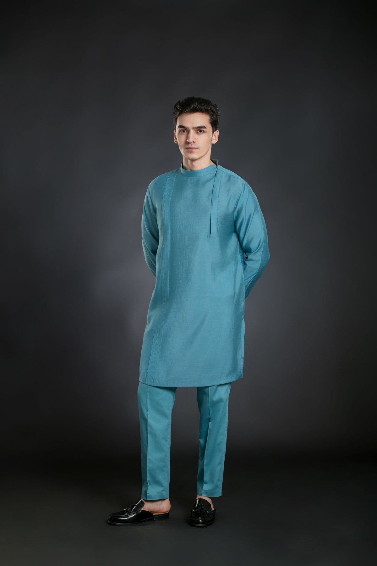 Men's Side Placket Mid-Length Kurta Pant set Kurta Pant Set