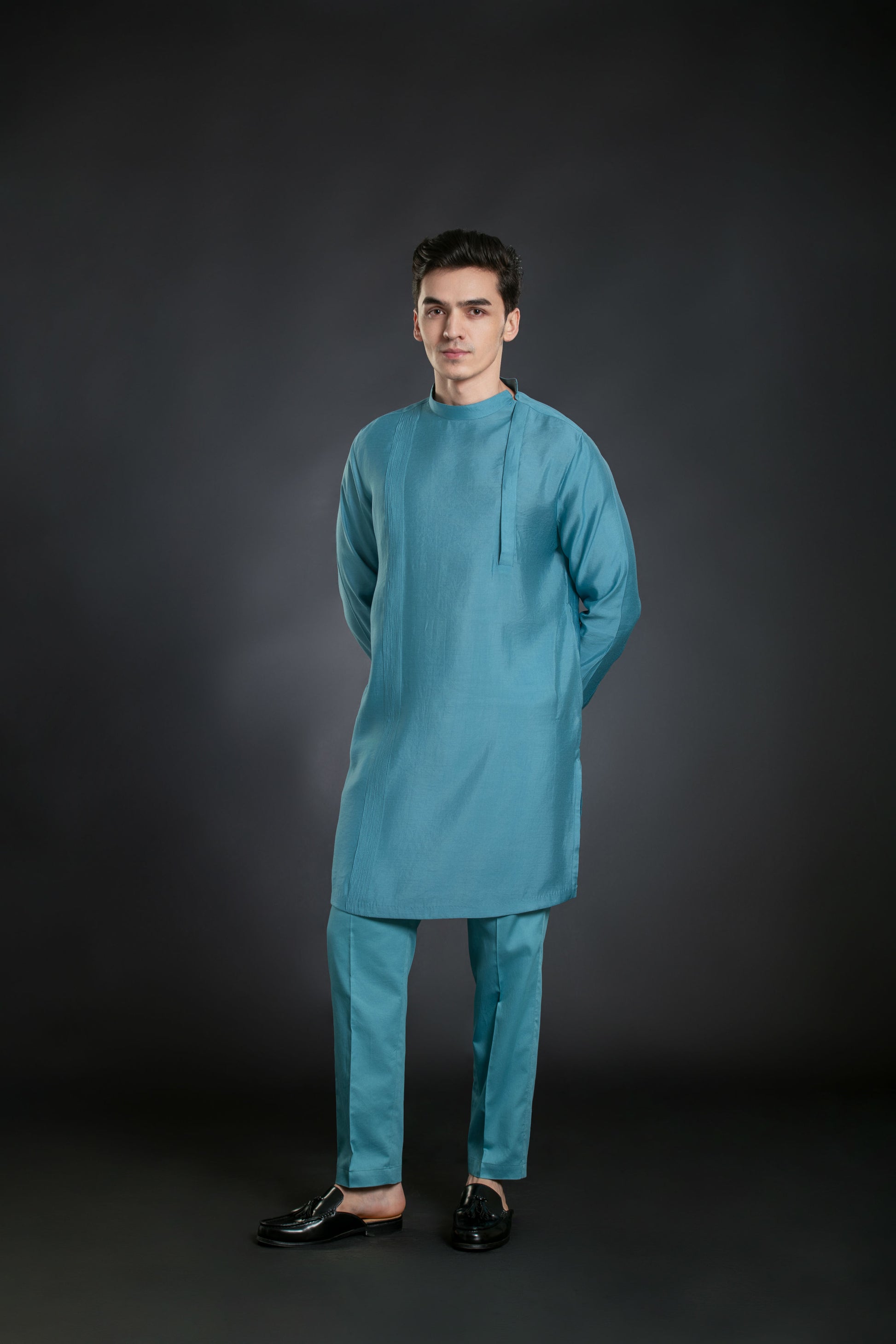 mid length light blue kurta set