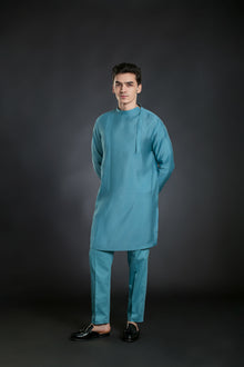 Men's Side Placket Mid-Length Kurta Pant set