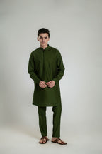 Men's Temple Pleated Mid-Length Kurta Pant Set Kurta Pant Set