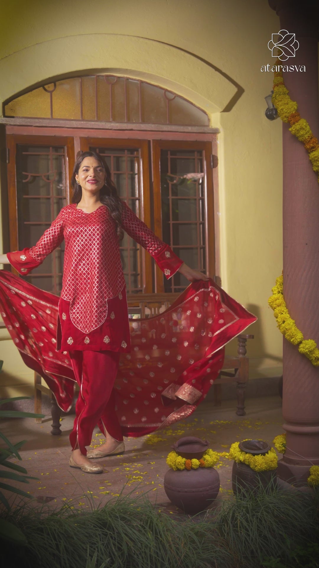 Qurat - Embroidery & Temple Pitta work Women's Co-ord Set Atarasva