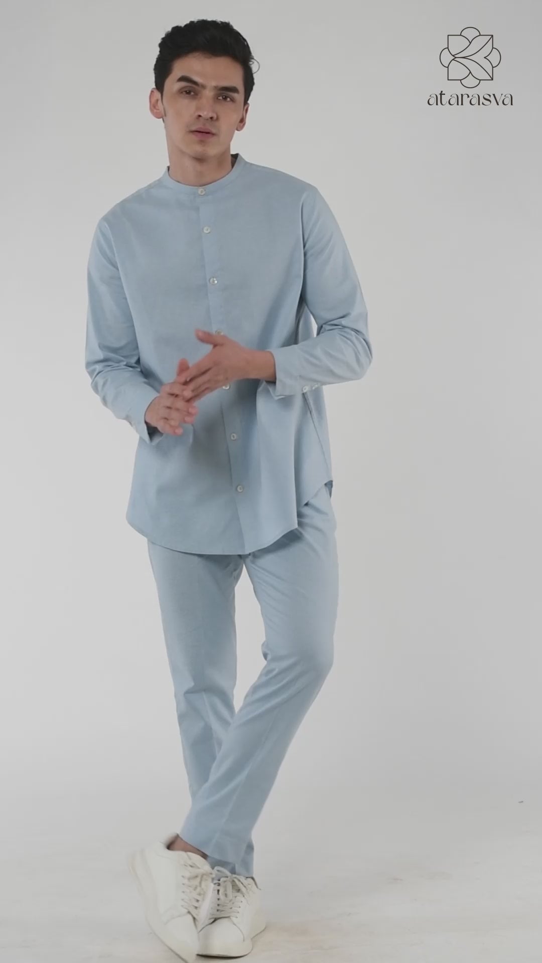 Men's Mandarin Collar Shirt Linen Co-Ord Co-Ord Set