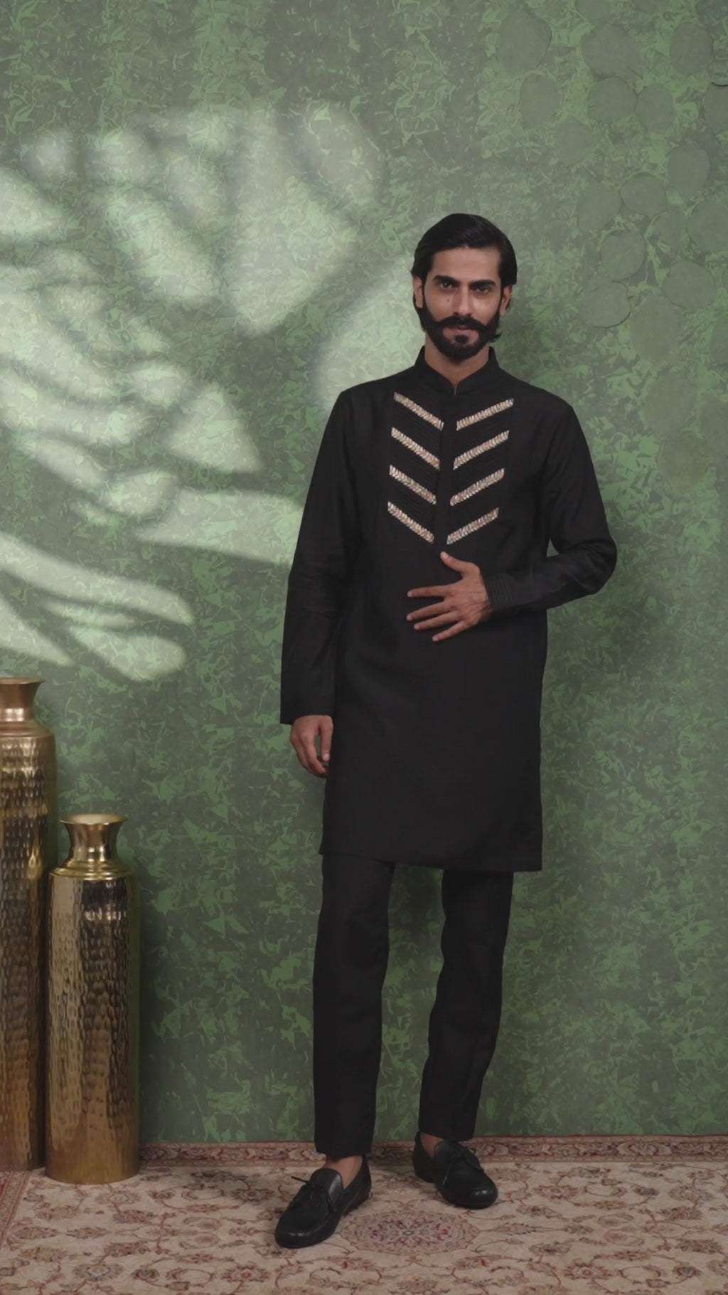 Gulzar - Men's Designer Black Kurta Pant Set