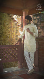 Faiz - Bengali Style Luxuries Silk Band Collar Men's Kurta Set Kurta Pant Set Kurta Pant Set