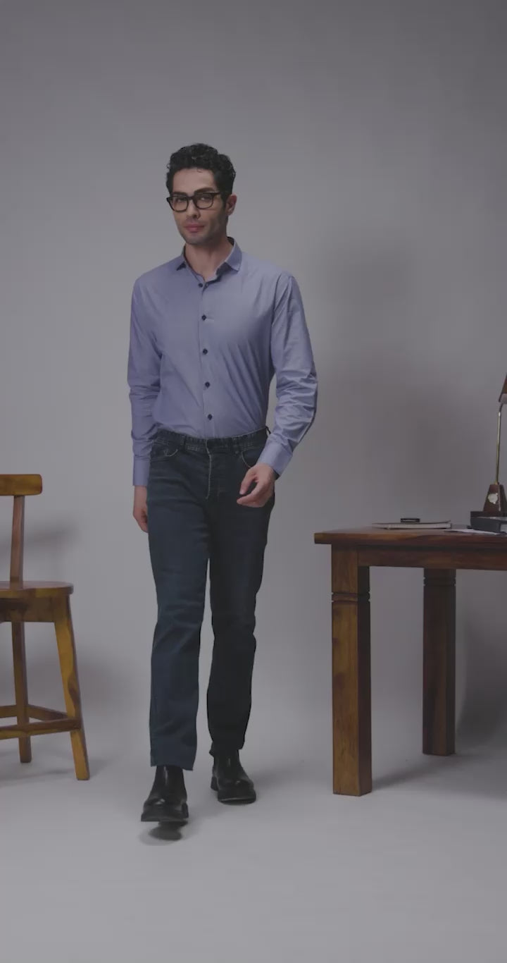 Sapphire check - Spread Collar Poplin Formal Men's Shirt Women's Shirts Women's Shirts