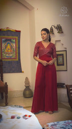 Nura - V Neckline Silk Comfort & Festive Jumsuit for Women's Fusion Jumpsuit Fusion Jumpsuit
