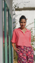Women’s Rose Pink Crop Shirt Shirts Solid Crop Shirt